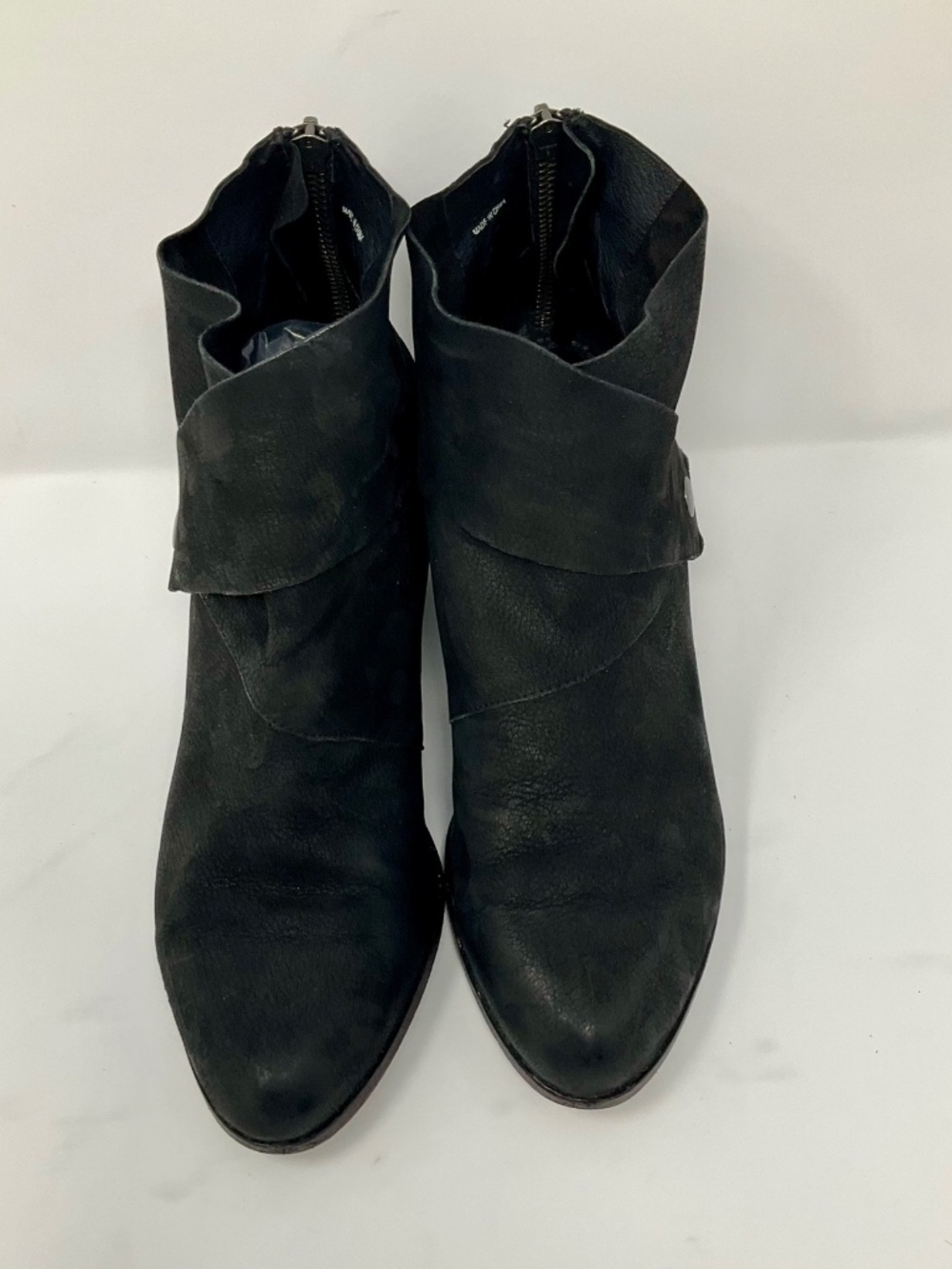 "Eileen Fisher" Vero Cuolo BL Suede/Leather Ankle Boot 3" bk heel Size 8.5